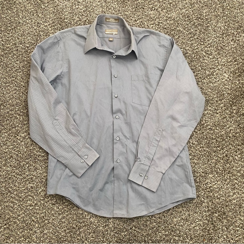 Van Heusen Men's Light Blue Striped Dress Shirt